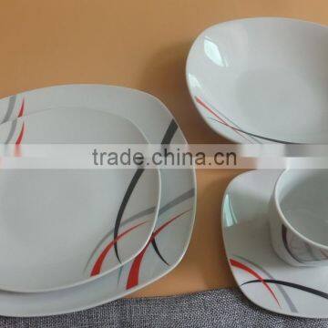 Ceramic Dinnerware With Simple Design for Hotel Porcelain Dinnerware Item Square Porcelain Crockery Dinner Sets