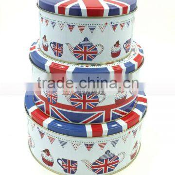 Set of Round Tin Can Cookie Biscuits Tin Box
