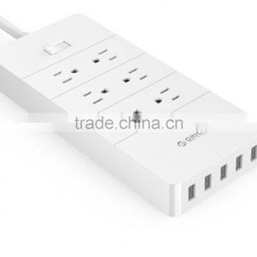 6 Outlet 5 Port USB smart Power Strip US plug CE UL ETL CETL Certictication Socket Electrical plug extension cord