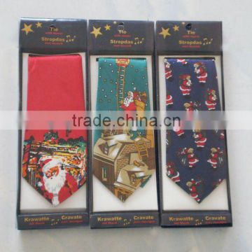 Promotioal Polyester Christmas Necktie With Giftbox Packaging