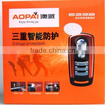 Auto one way car alarm system (6338) with remote trunk release