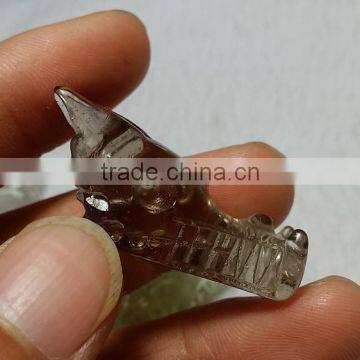 Wholesale Beautiful Hand Carved Natural Smoky Quartz Crystal Dragon Skull for Decoration