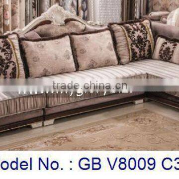 Traditional Wooden Fabric L Shape Corner Sofa Set With Luxury Design Suitable For Home Living Room High Class Furniture