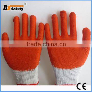 BSSAFETY Bleached white cotton knitted latex coated safety gloves