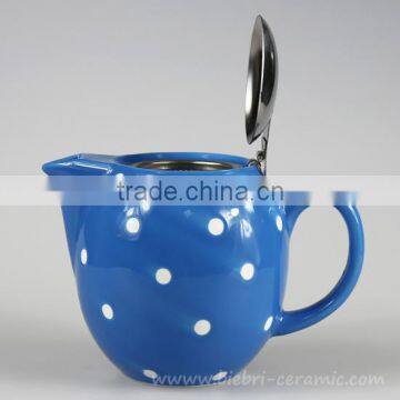 300ml Small Mini Blue Color Handmade Ceramic Stoneware Kettle And Teapot Cup Porcelain Teapot With Stainless Steel Infuser Lid