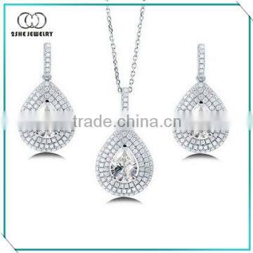 Latest Tear Drop Earrings and Necklace Sets of Silver Jewelries