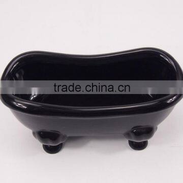 Elegant Black Bathtub shaped Ceramic Soap Dish Holder