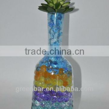 White pearl glass vase deco aqua gel beads