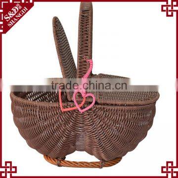 S.D Washing Plastic Rattan Fruit and Gift Basket With Single Handle