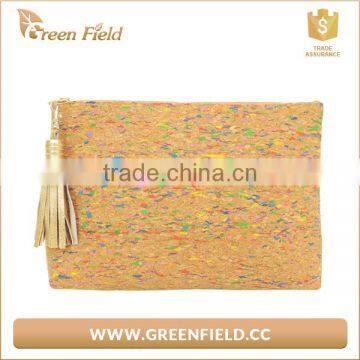 High Quality Brown Color Make up Bag Travel Cork Paper Cosmetic Bag photo-6