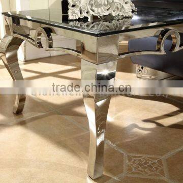 Stainless Steel Support Mirrored Marble Side Table photo-4