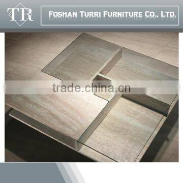 Modern Travertine and Glass Living Room Coffee Table Designs photo-3