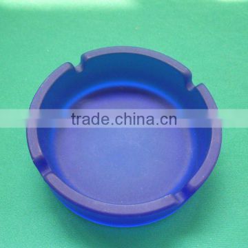 round matt blue glass ashtray