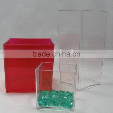 Indoor Clear Plastic Cylinder Vase ( Cube ) Acrylic Vase/flower Pot