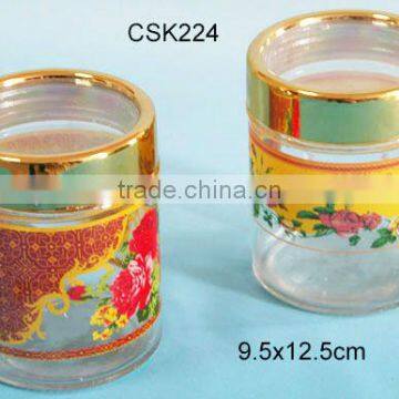 2016 nice metal lid cylinder glass jars wholesale/glass cookie jars