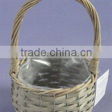 willow/wicker flower basket with plastic liner