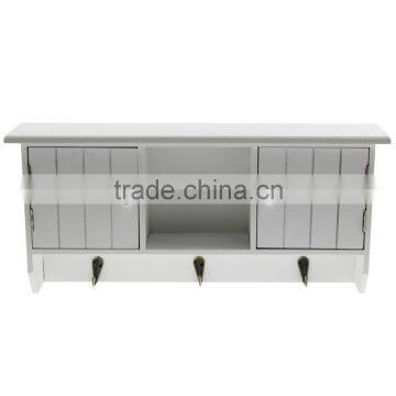 Wall Mounted MDF Wooden Decorative Floating Wall Shelf With Metal Hooks photo-2