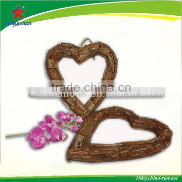 large hanging wood chip heart