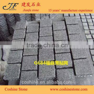 G684 flamed basalt pavers black granite spit mesh paving stone