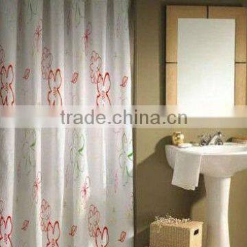 Print PEVA shower curtain and bath accessory