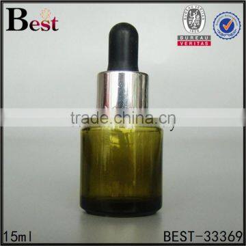 China Fancy High Quality Frosted 15ml Glass Essential Oil Bottle Gold Aluminum Dropper Bottle Glass Cosmetic Packaging photo-3
