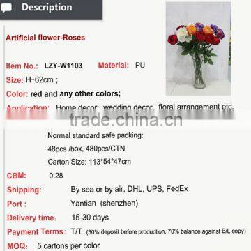 Newest Design Bouquet Wedding Real Touch Silk Artificial Flower Rose photo-3