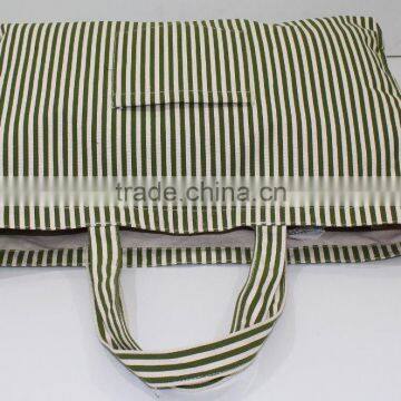 Canvas Tote Bag With One Color Stripe Print All Over With Canvas Self Handle photo-6