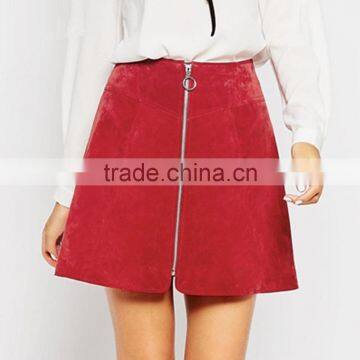 A Line Suede Street Style Skater Mini Skirts For Women