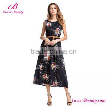 Flower Print Polyester Summer Fashion New Ladies Dress