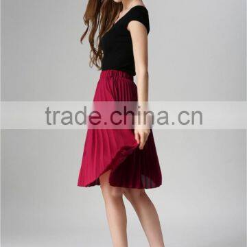 2017 Slim Elastic High Waist Skirt Skater Skirt Pleated Skirts LC8193-W photo-3
