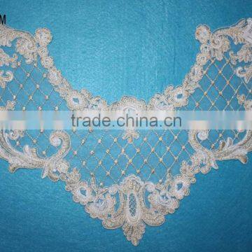 Hot sale new fashion embroidery lace flower for ladies neck blouse