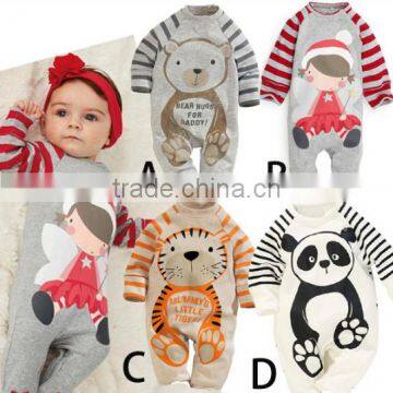 2016 fashion baby unisex clothes newborn 100% cotton baby romper long sleeve infants pyjamas,4 design for your choose