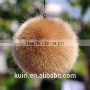 Eco-friendly Hot Sale 8cm Dyed Colour Faux Fur Trimming Furry Pompom Ball Rabbit Fur Keychain photo-2