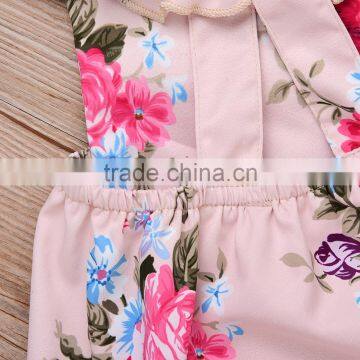 S33626W Baby Girl Flower Pom Pom Jumpsuit Newborn Toddlerboutique Outfits photo-3