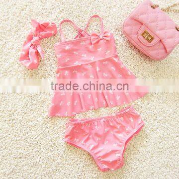 S31346W Kids Swimwear Young Little Girl Sweet Pink Swimsuit