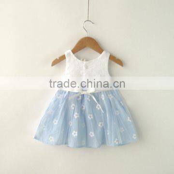 100% Cotton Short Sleeve Summer Lace Flower Baby Dress photo-3