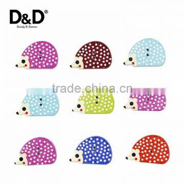 D&D 2017 New 15Pcs/Lot Colorful Hedgehog-Shaped Wooden Buttons 2-Holes Sewing Button Scrapbooking DIY Craft