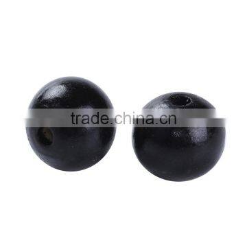 High Quality Round Black Printing Hinoki Wood Beads photo-3