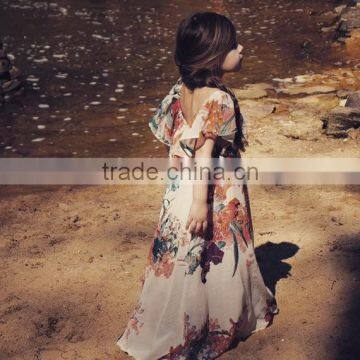 Mommy and me Maxi Dresses Chiffon Flower Print Ladies Dresses for Women photo-6