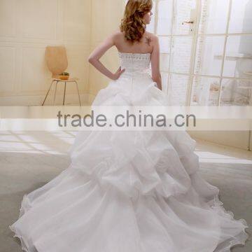 A-Line Strapless Long Trailing Bead And Ruffle wedding dress bridal gown AS00101