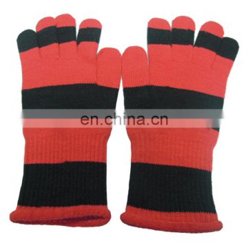 Winter warm unisex striped cheap knitted gloves