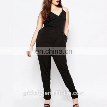 Wholesale New Design Women Strappy Plunge Front Black Jumpsuit In Plus Size photo-4