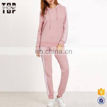 China factory new design track suit women tracksuit set with hooded sweat suit