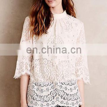 OEM wholesale fashion lady top/ Lace Composition Blouse