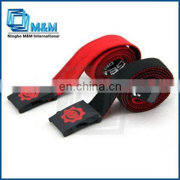 Two-Tone Canvas Belt With D Ring Metal Buckle Women Fashion Belt