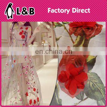 2017 print fabric polyester textile rose flower 3D lace fabric