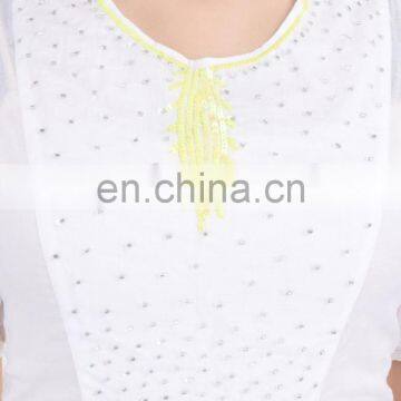 Indian Handmade Beaded Cotton White Tunic Hippe Women Dress Sexy Formal Tunic Manufacturer photo-5