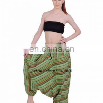 Women Jumpsuit Aladdin Parrot Green Lining Thai Yoga Harem Pant Aakriti Gallery