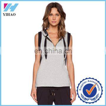 Yihao trade assurance Wholesale women clothing sportwear sleeveless Hoodie