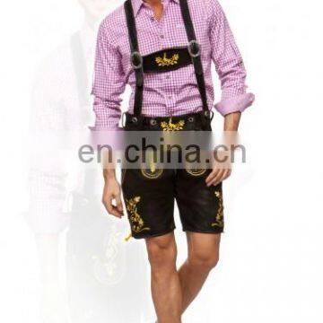 German-Bavarian-Oktoberfest-Trachten-Short-Length-Lederhosen-Men's Leather Shorts Black Leather